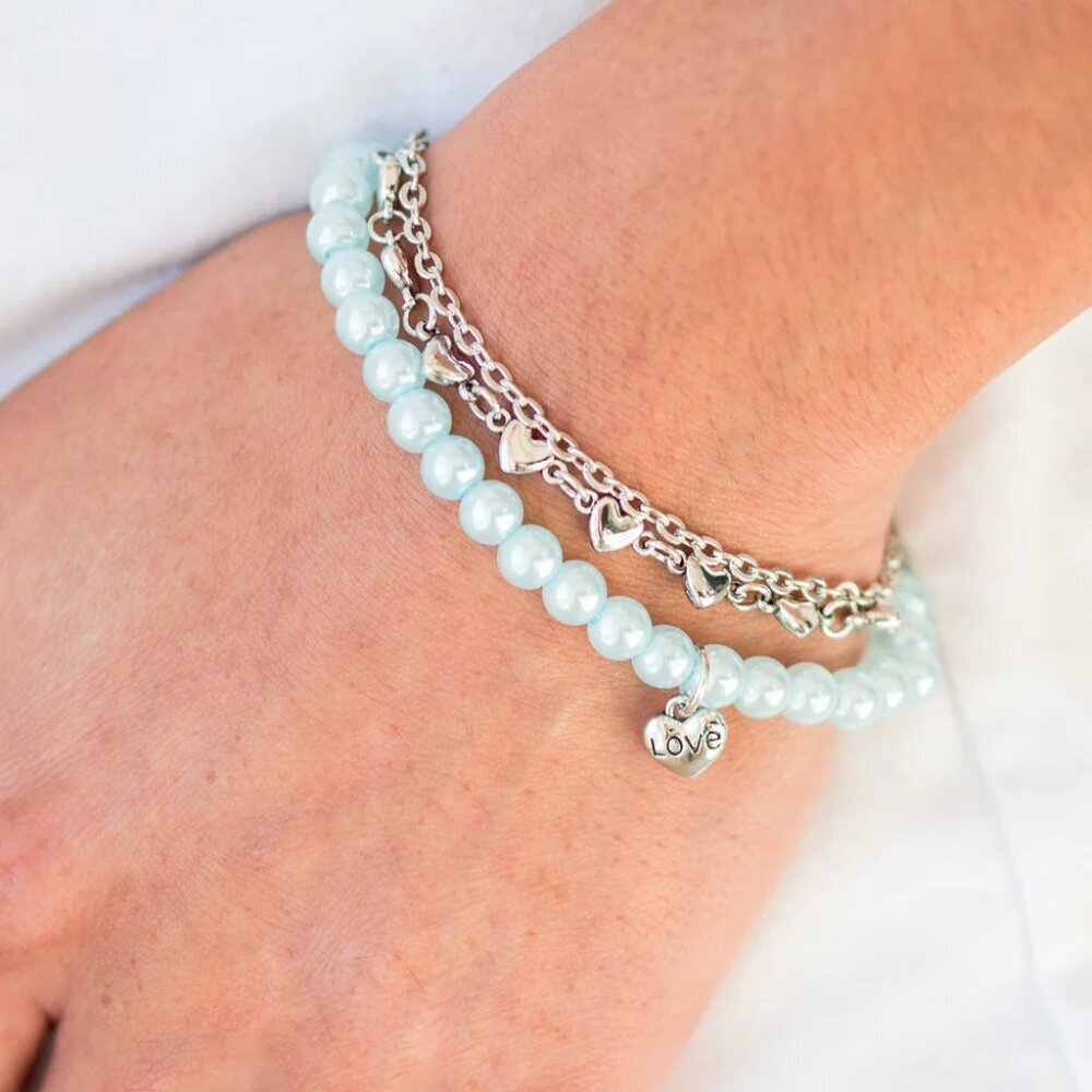 Paparazzi Jewelry Accessories - Love Like You Mean It - Blue Bracelet - Vintage